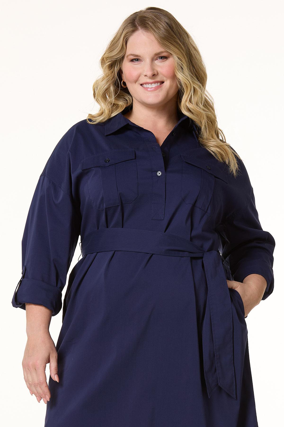 plus size shirt dress near me Plus Size Classic Tie Front Shirt Dress