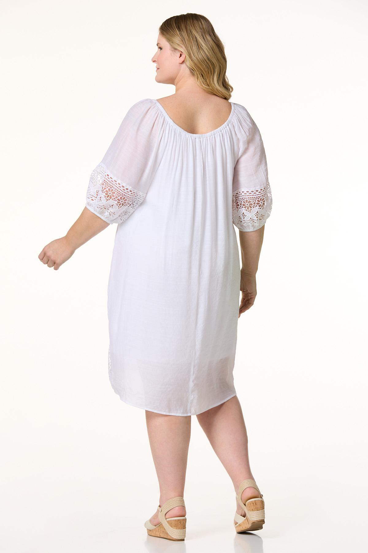 Cato Plus Size White Lace Trim Dress - Cato Fashions Cato Plus Size White Lace Trim Dress - Cato Fashions