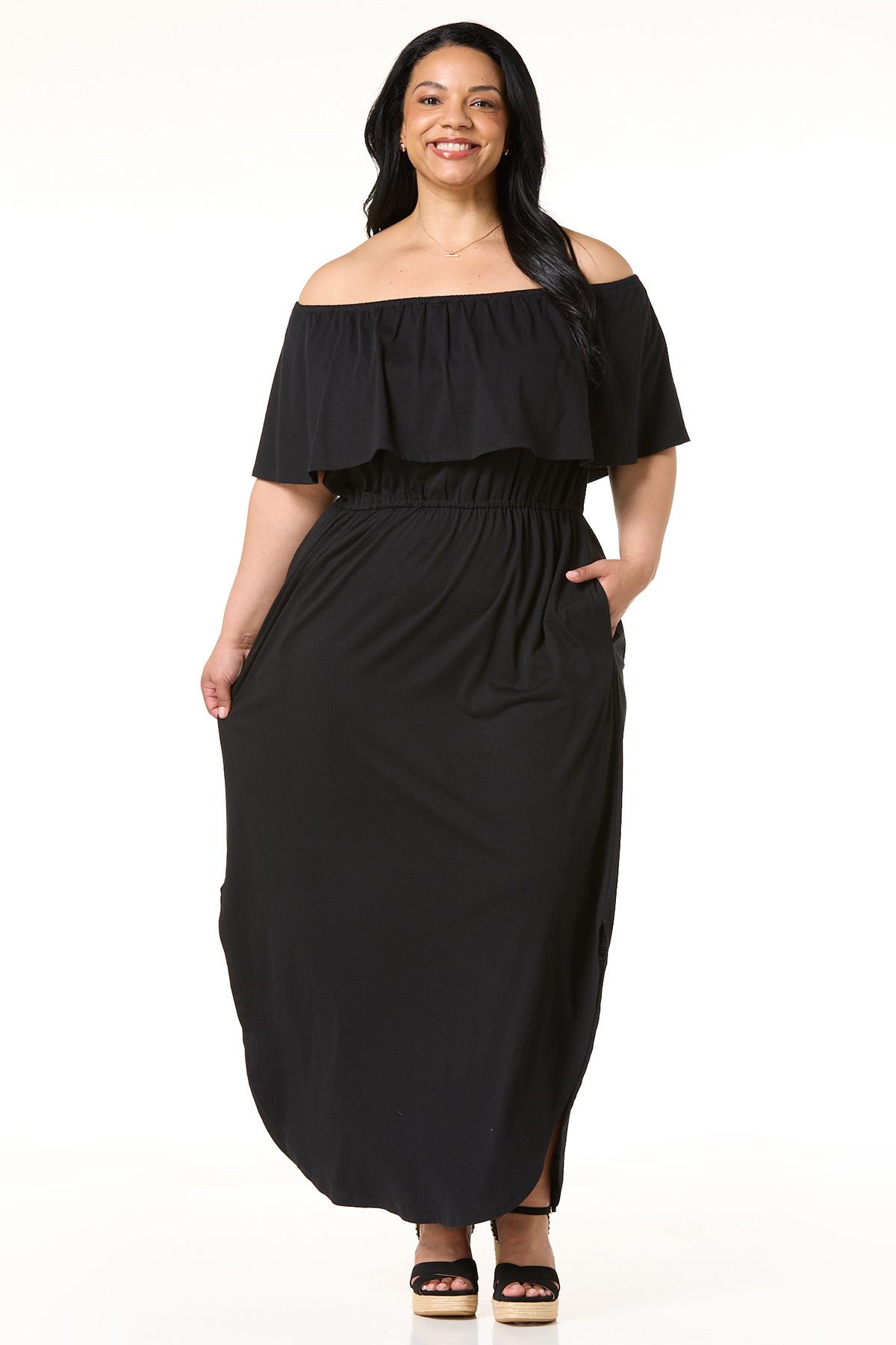 off the shoulder black plus size dress Plus Size Valencia Off Shoulder Dress