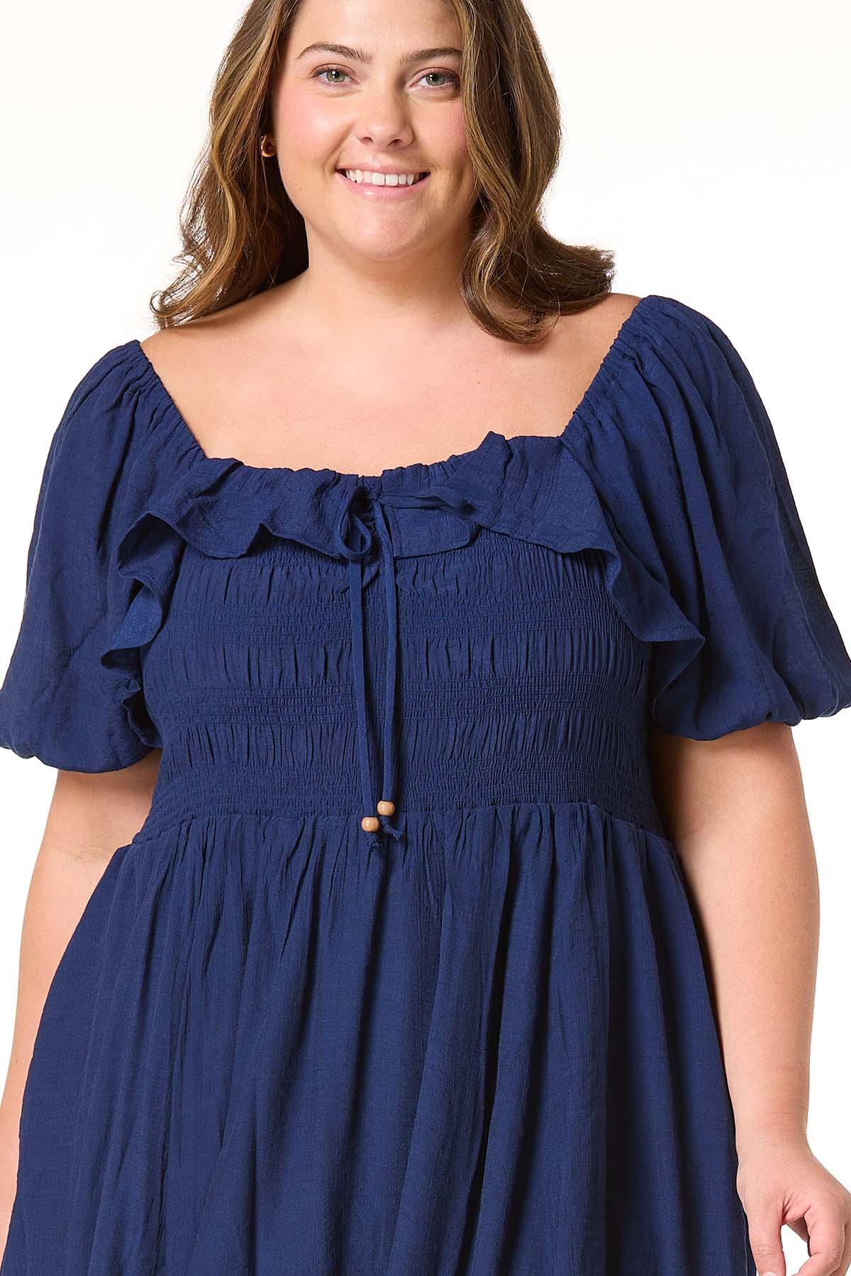 Cato Fashions | Cato Plus Size Blue Smocked Waist Dress