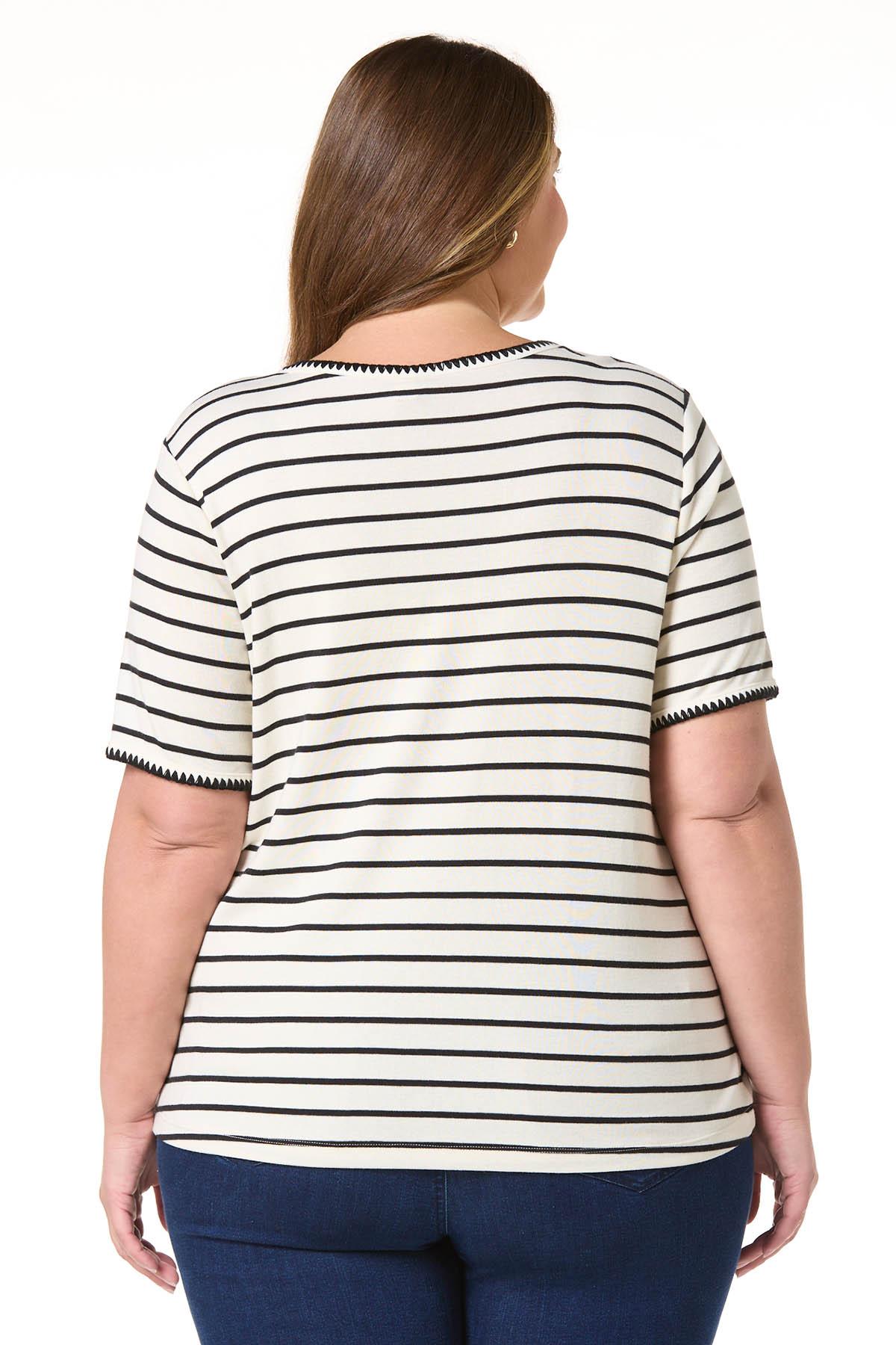 Cato Fashions | Cato Plus Size Stripe Stitch Trim Top