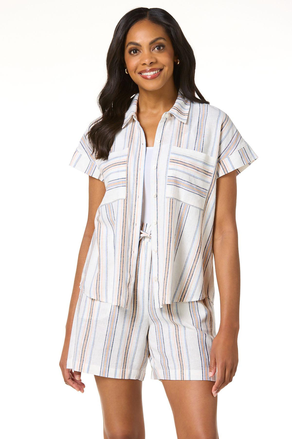 daydream Cotton Linen Stripe シャツ OVY Cato Fashions | Cato Stripe Linen Shirt