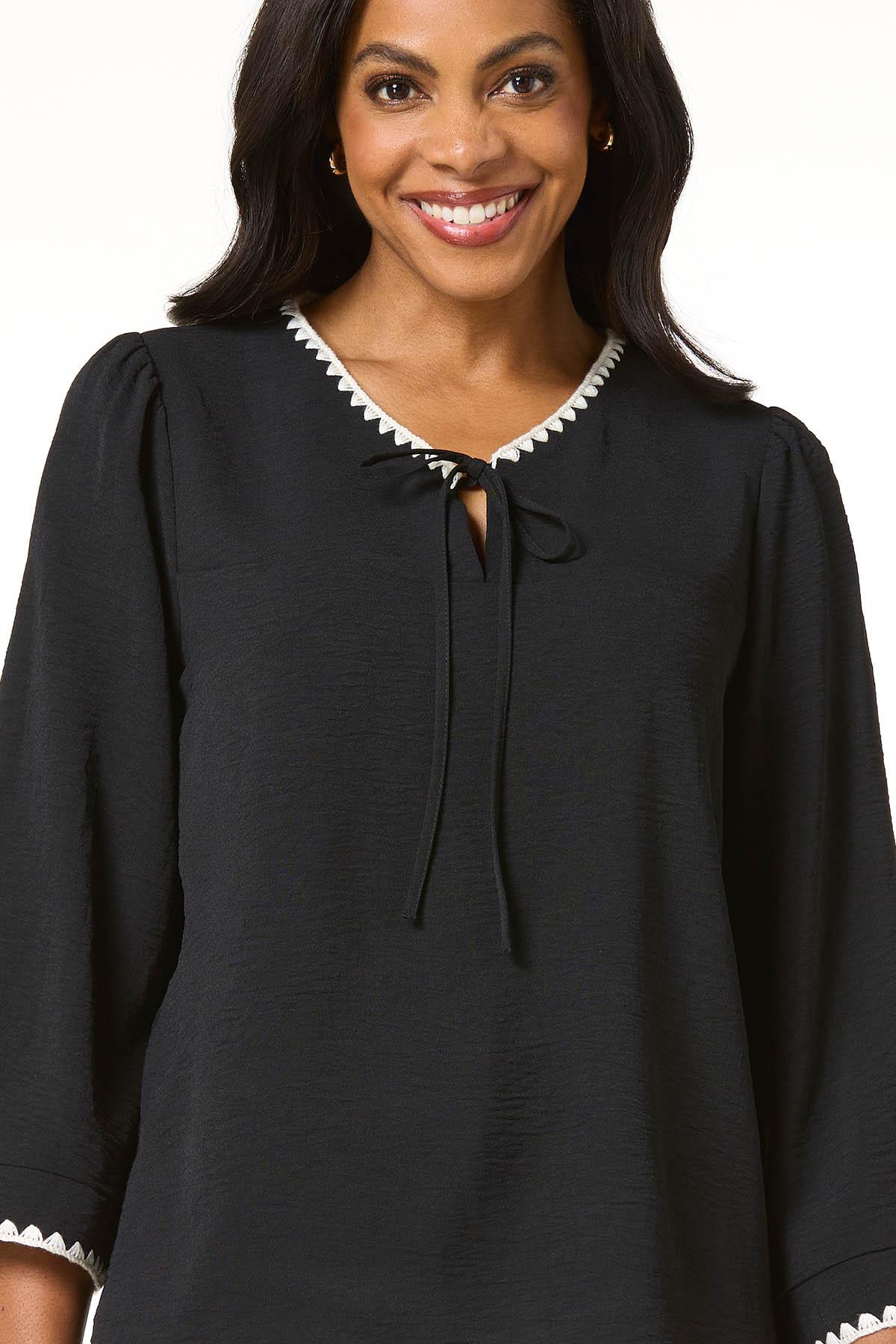 トップス andmarry Luca stitch tops black Cato Fashions | Cato Contrasting Stitch Top