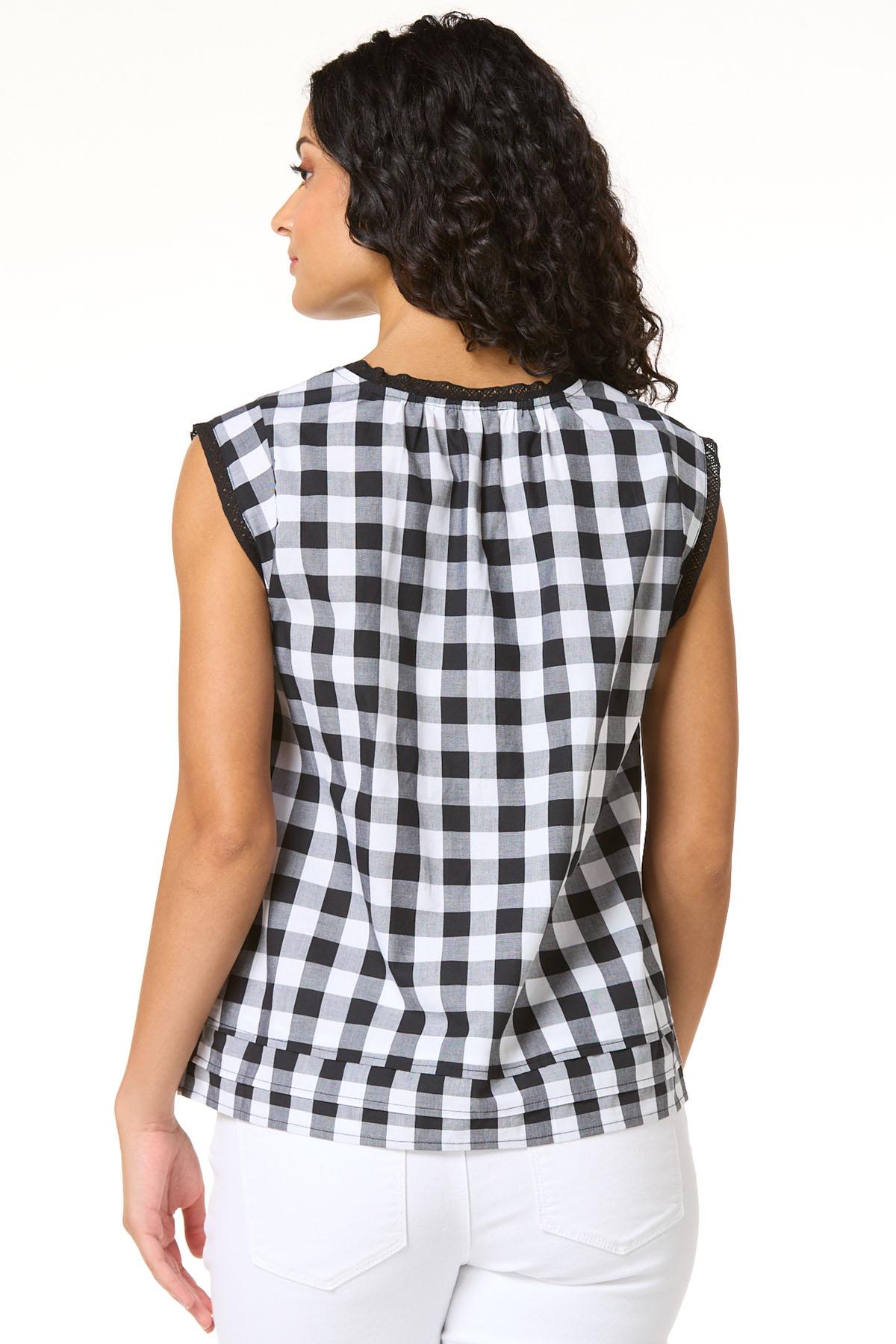 Cato Fashions | Cato Gingham Lace Trim Tank