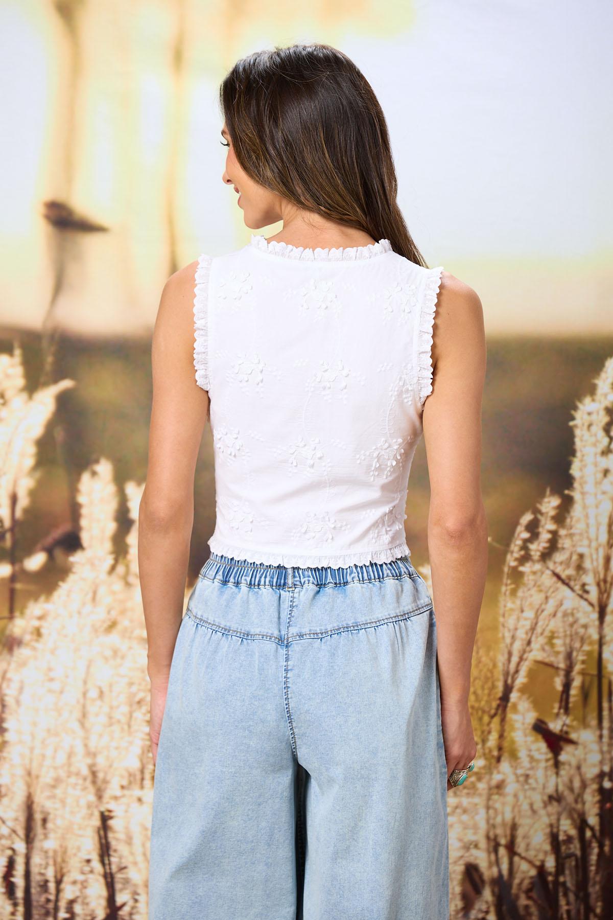 UN3D. - 新品 UN3D. DECORTE COVER FLARE VEST 白 Cato Fashions | Cato Embroidered 3d Floral Vest