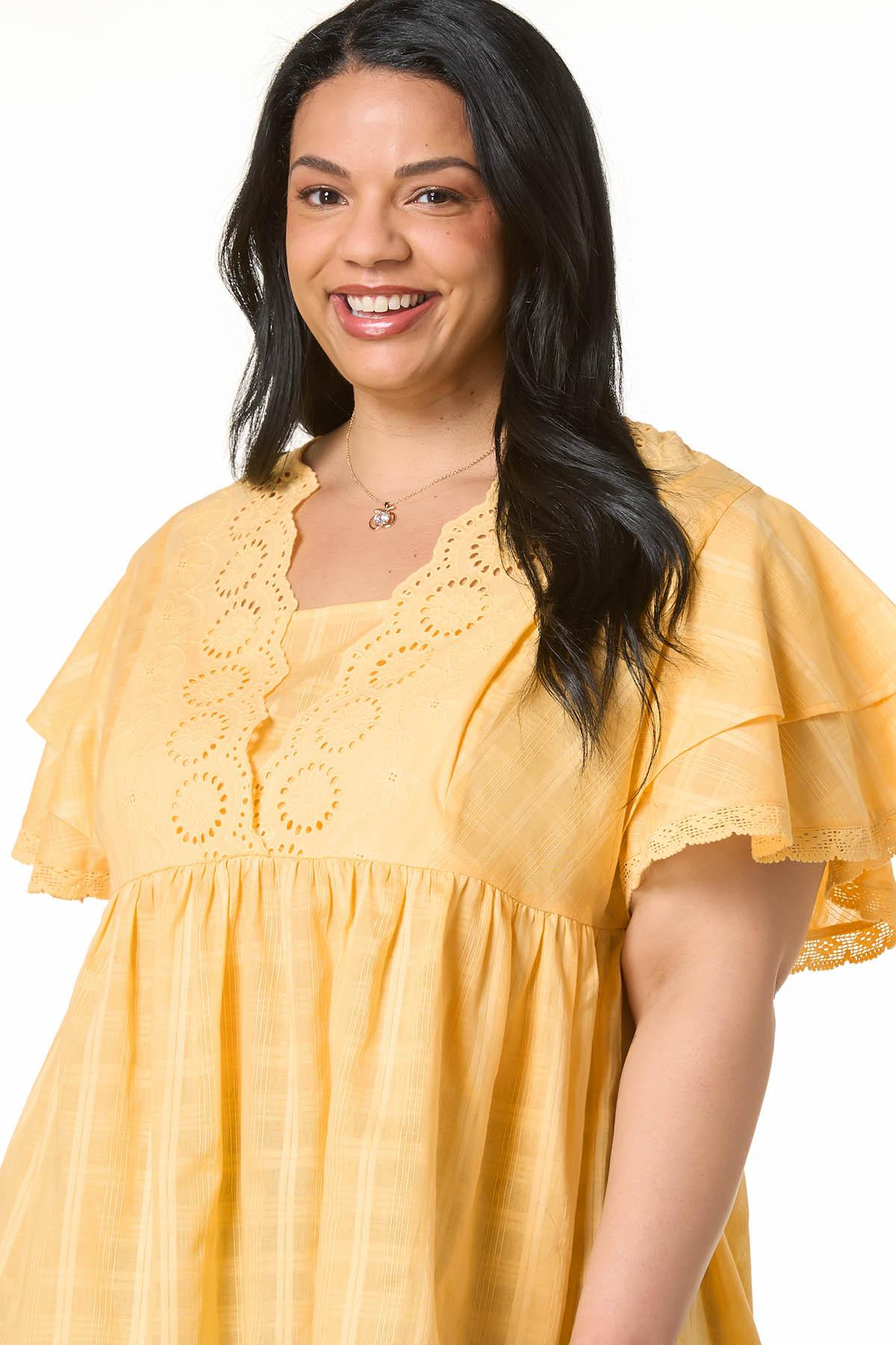 Cato Fashions | Cato Plus Size Embroidered Eyelet Flutter Sleeve Top
