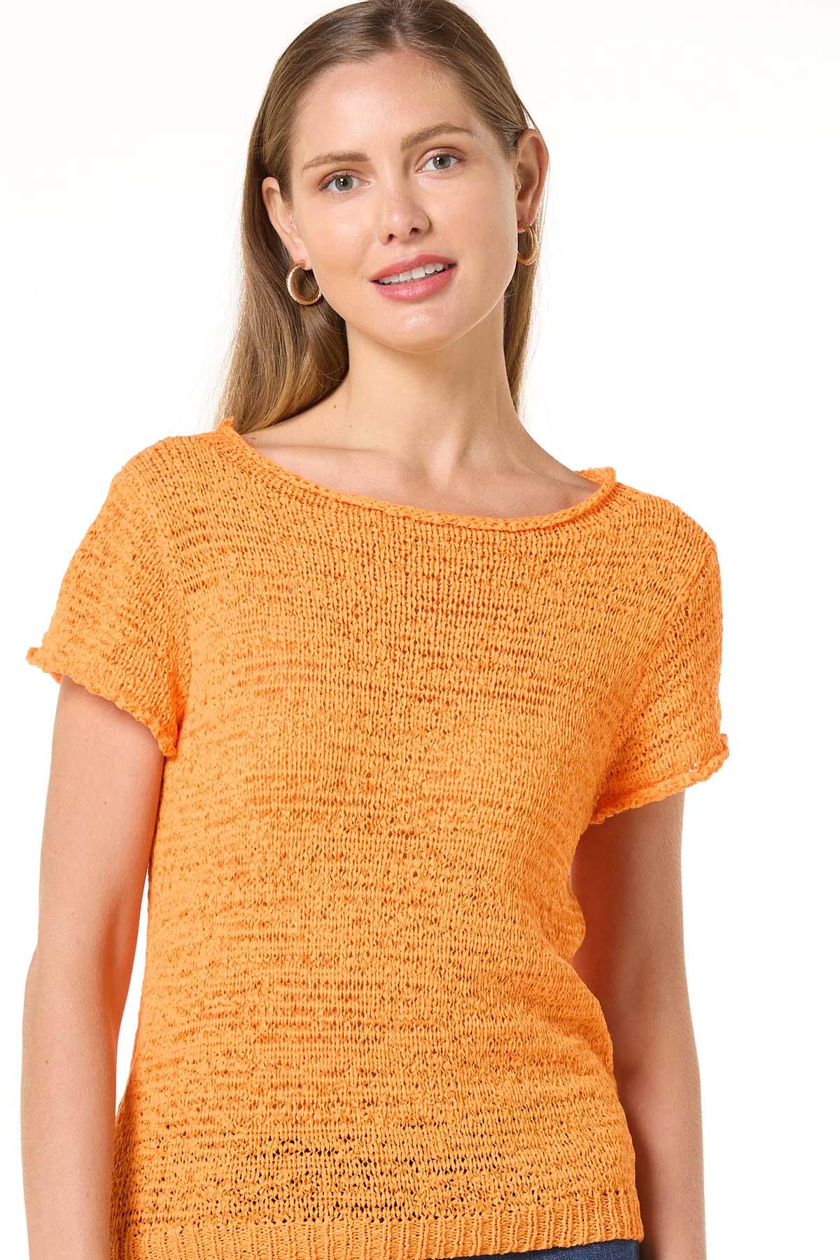 Cato Fashions | Cato Orange Open Stitch Sweater