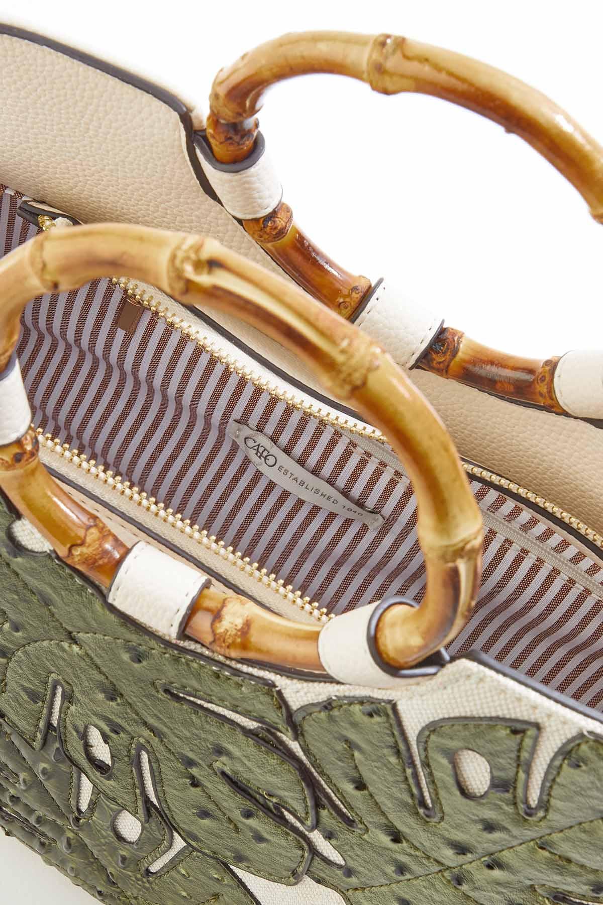 Cato Fashions | Cato Layered Leaf Bamboo Handle Satchel