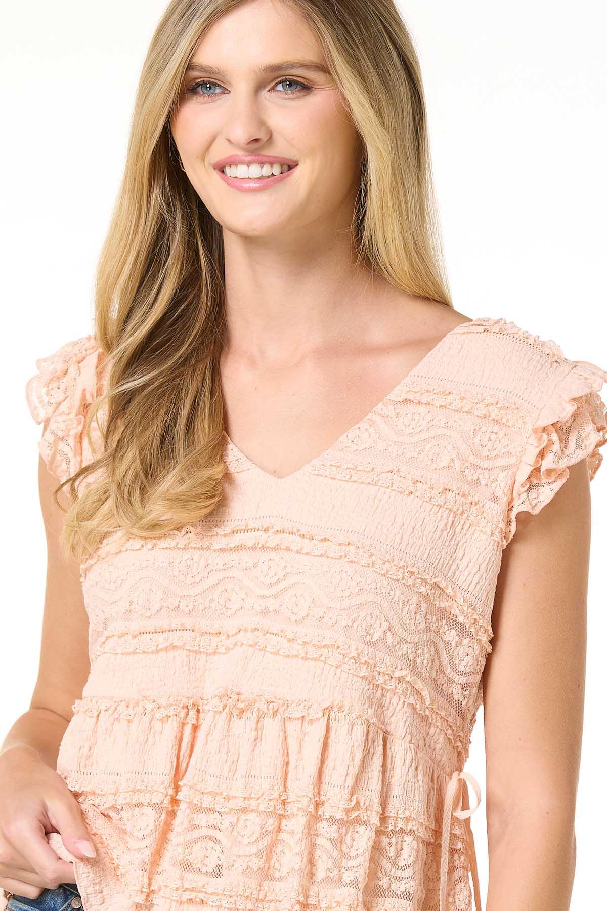 sidelace piony tops　yilon Cato Fashions | Cato Lace Side Tie Top
