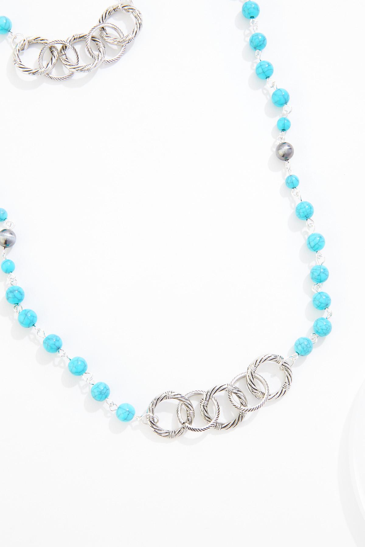 Cato Fashions | Cato Turquoise Beaded Silver Link Opera Necklace