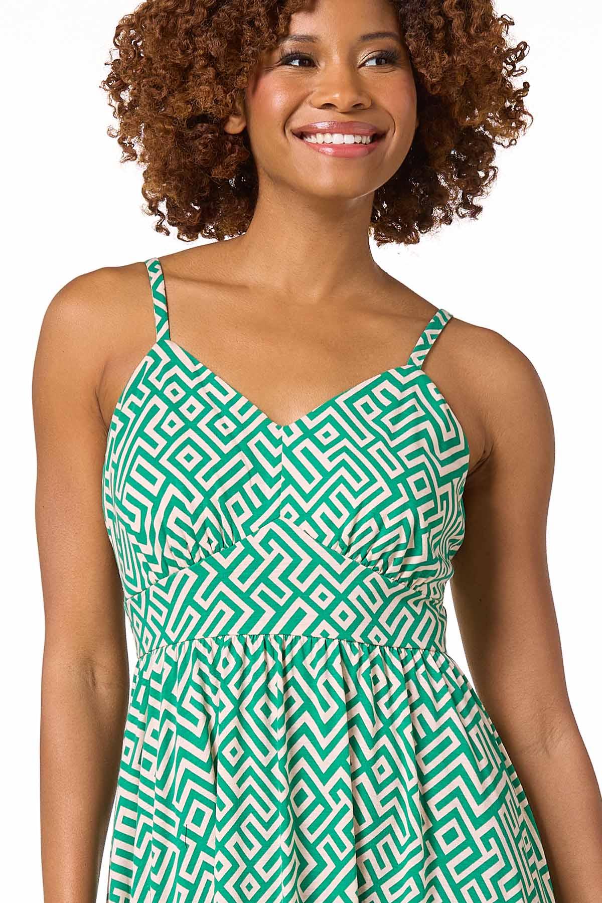 green geo dress Green Geo Print Midi Dress  Never Enough BOUTIQUE