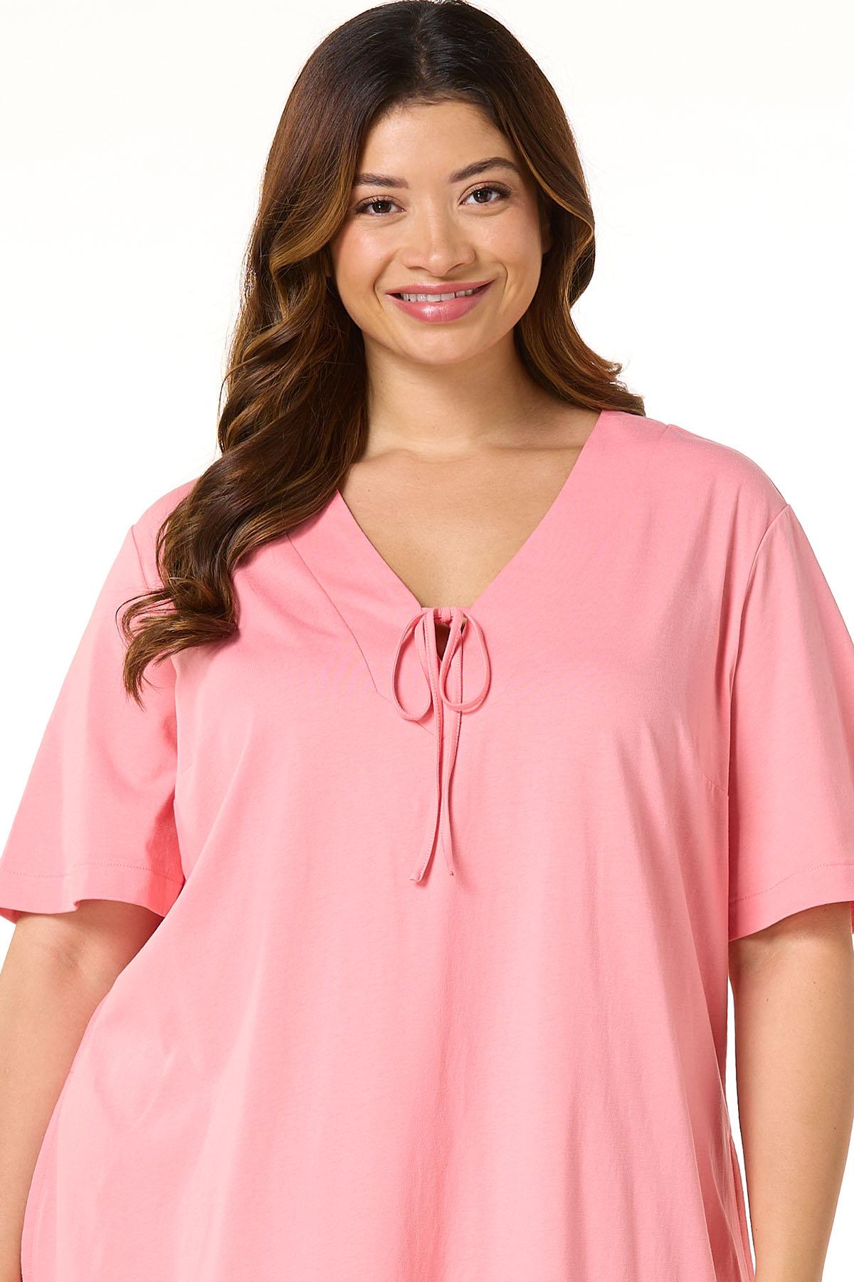 pink plus size shirt dress Vestido Mini Tipo Camisa Penny - Rosa Intenso