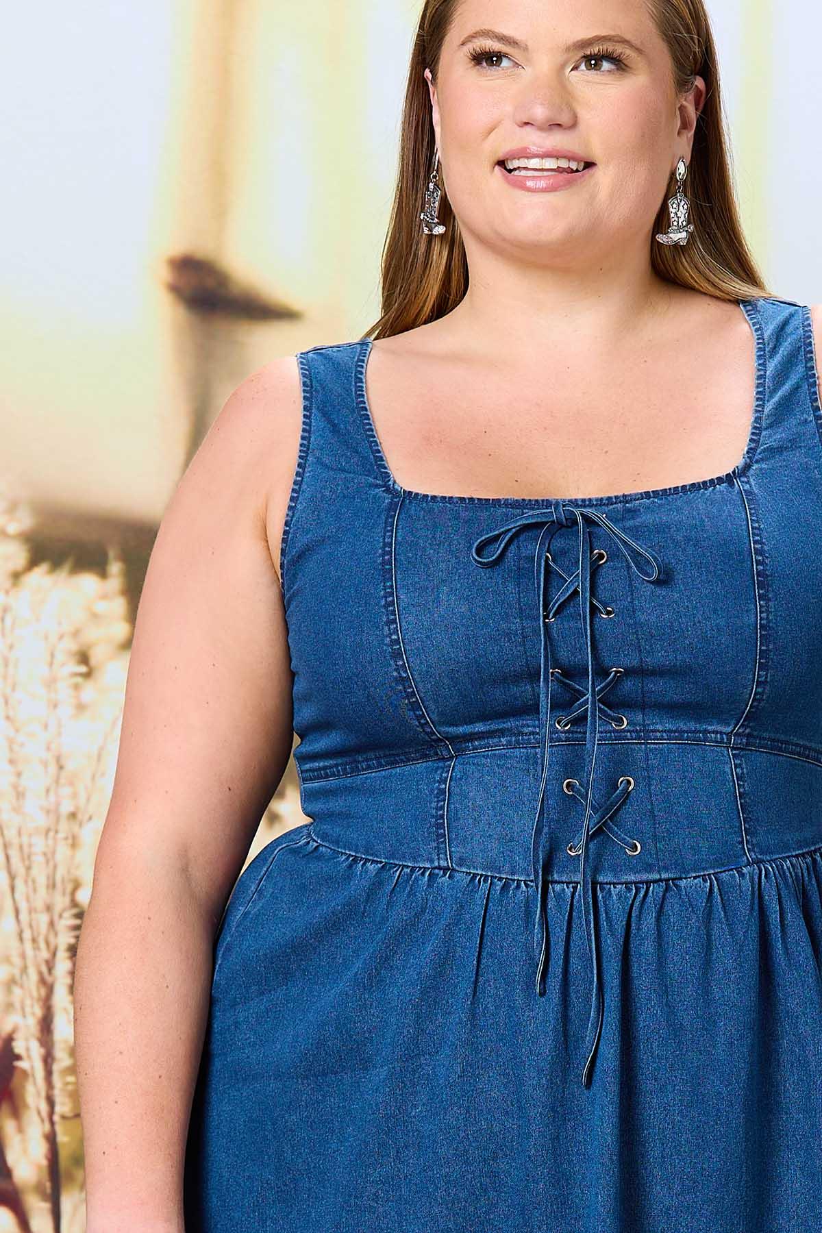 Cato Fashions | Cato Plus Size Tie Front Denim Dress