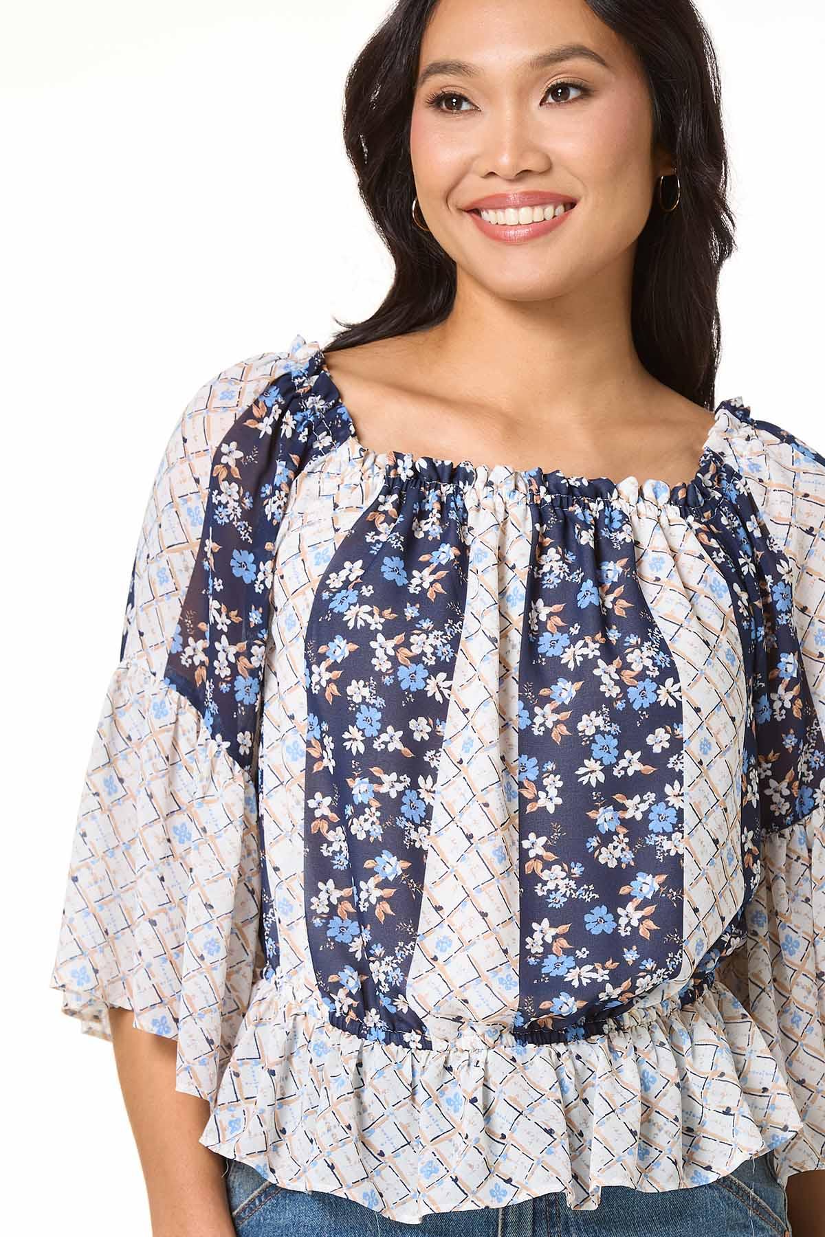 Cato Fashions | Cato Navy Floral Off Shoulder Top