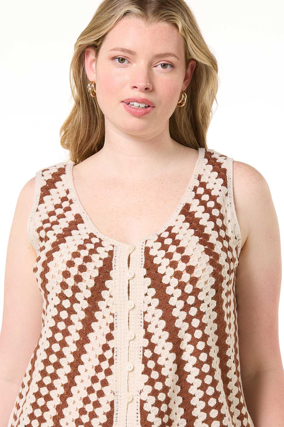 Cato Fashions | Cato Plus Size Tortoise Crochet Vest