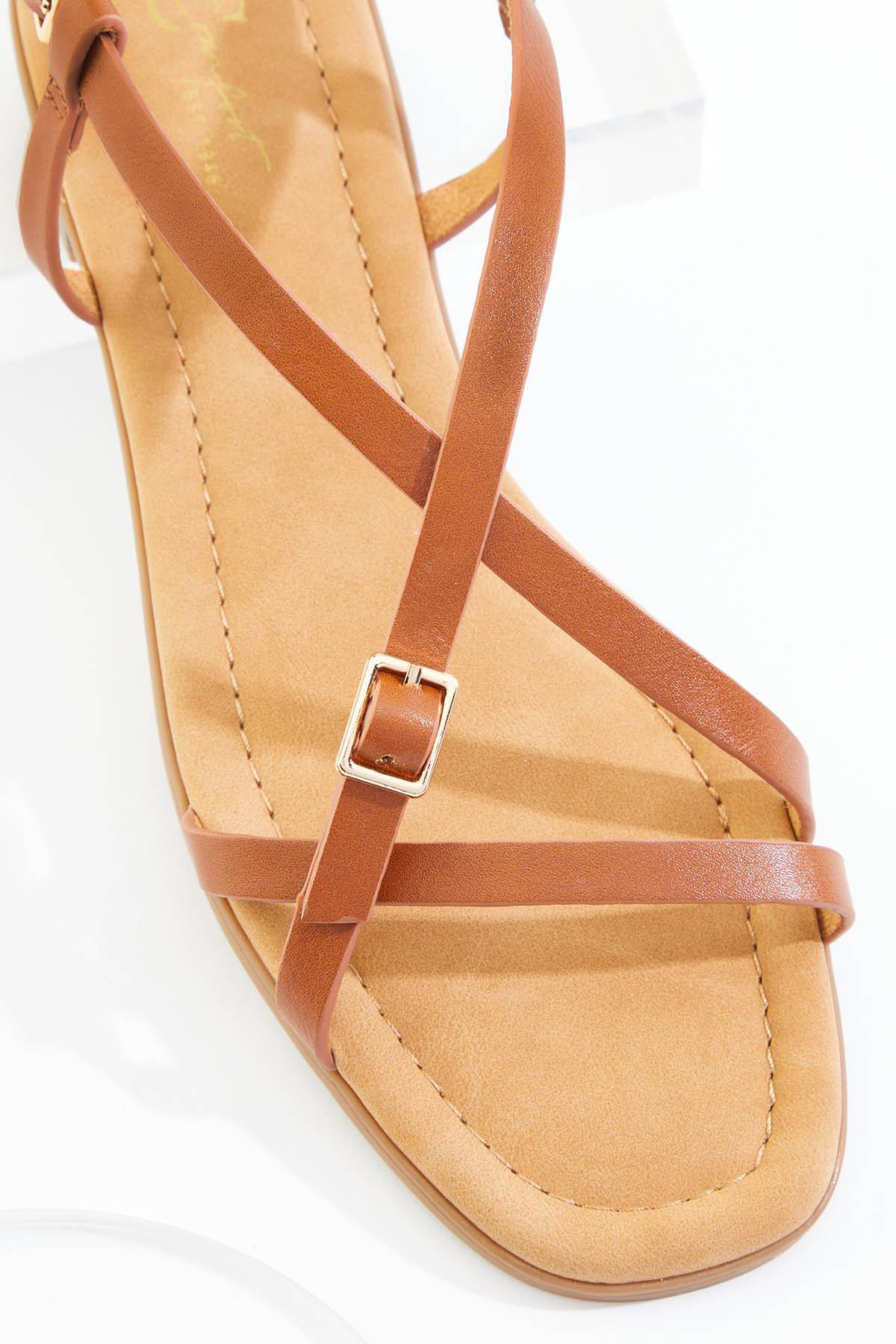 Brown Leather Crisscross Strap Sandals Leather sandal Cognac Elsy Criss Cross | AGL Shoes main image 4