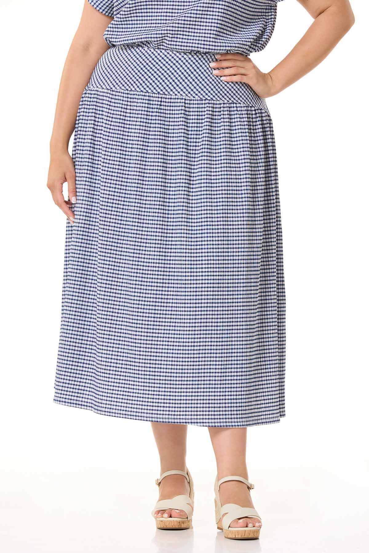 Cato Plus Size Blue Gingham Skirt - Cato Fashions