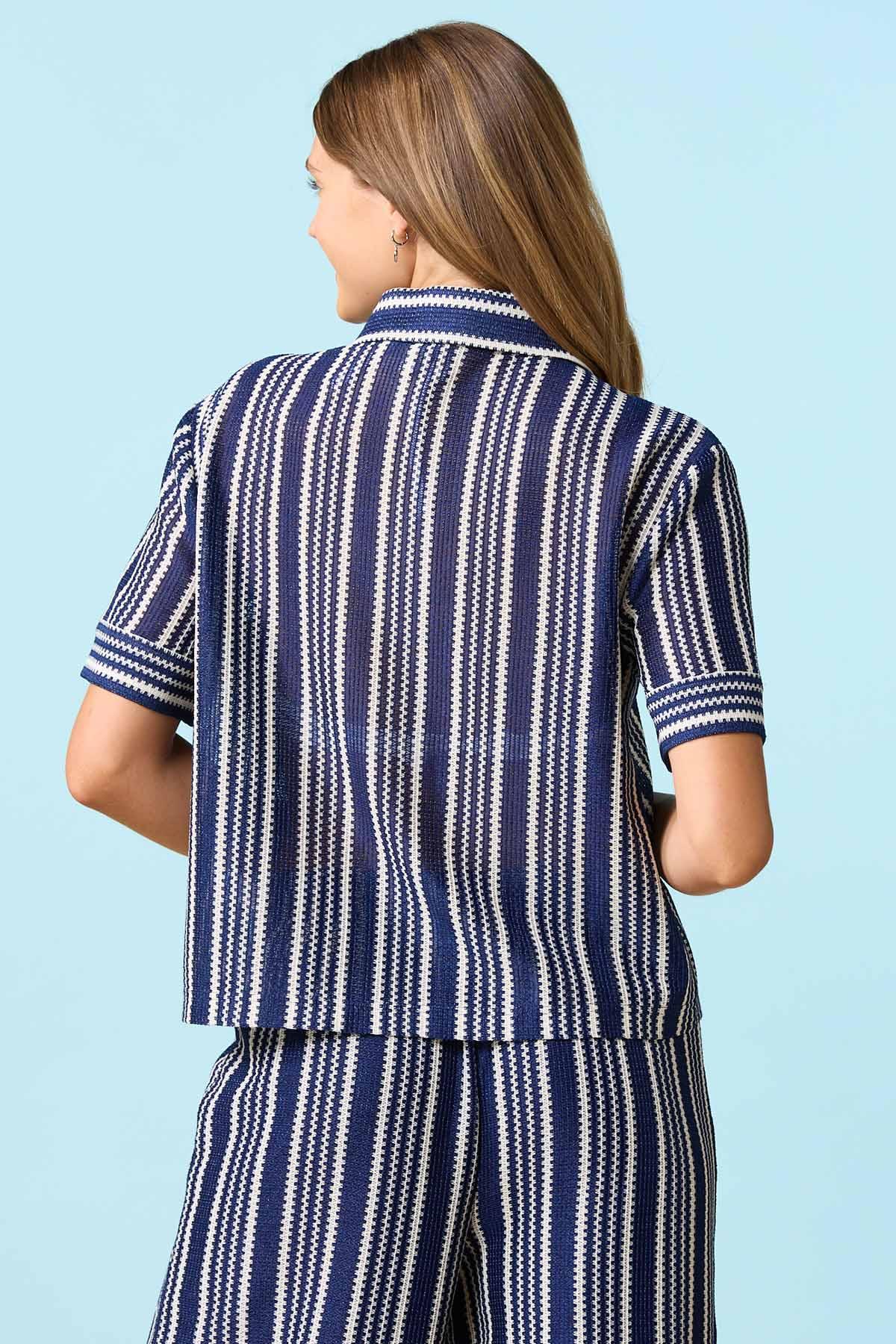 Cato Fashions | Cato Stripe Crochet Shirt