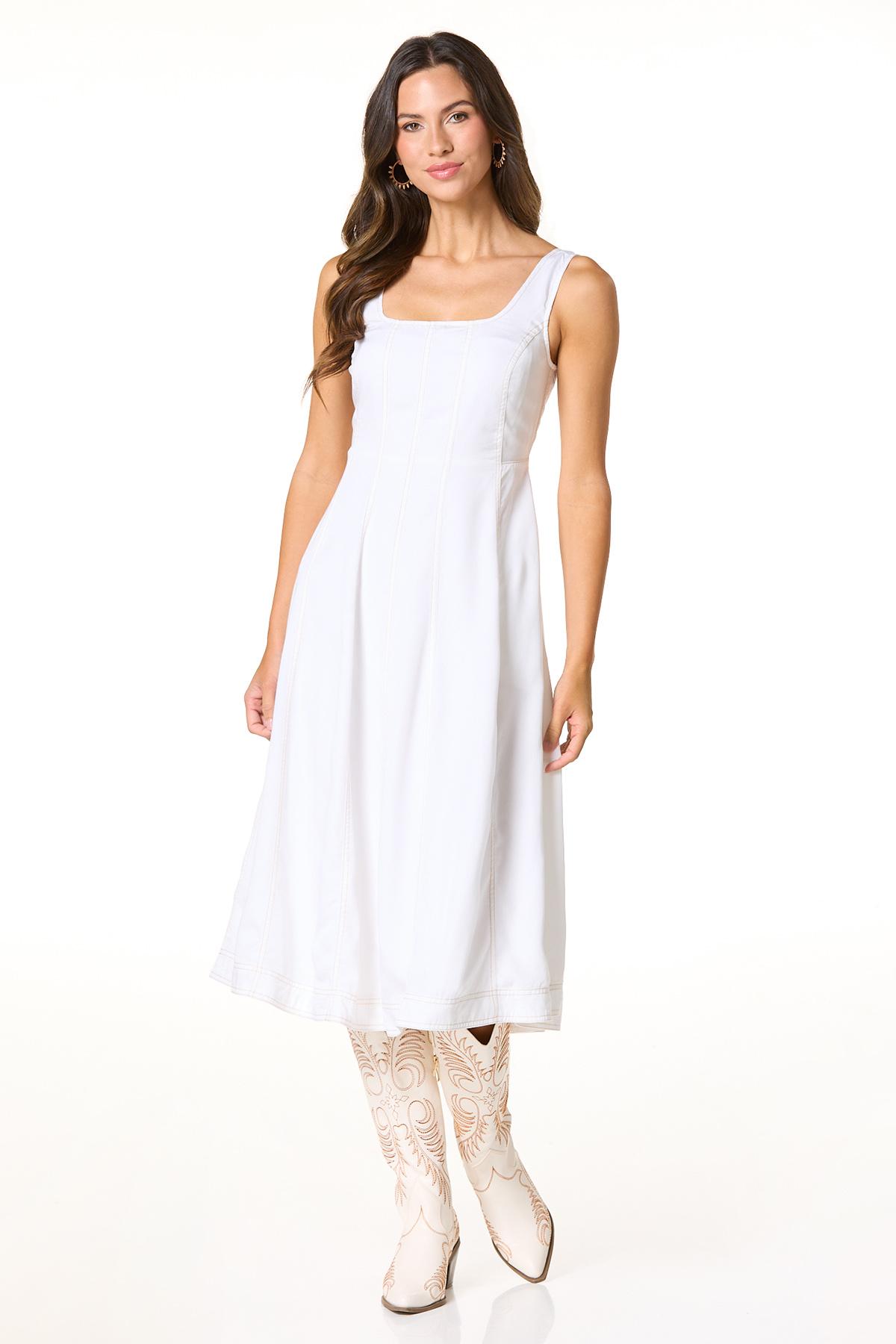 denim panel dress Paneled denim mini dress - mid denim