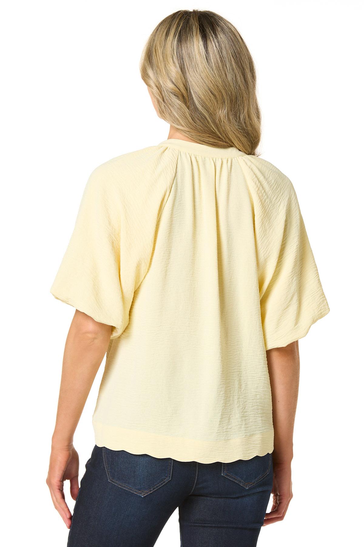 Cato Fashions | Cato Scalloped Balloon Sleeve Top
