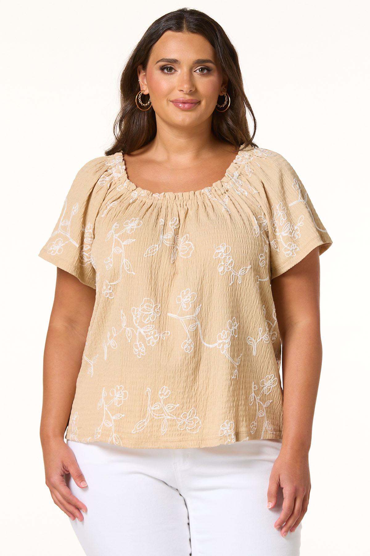Cato Fashions | Cato Plus Size Floral Soutache Peasant Top