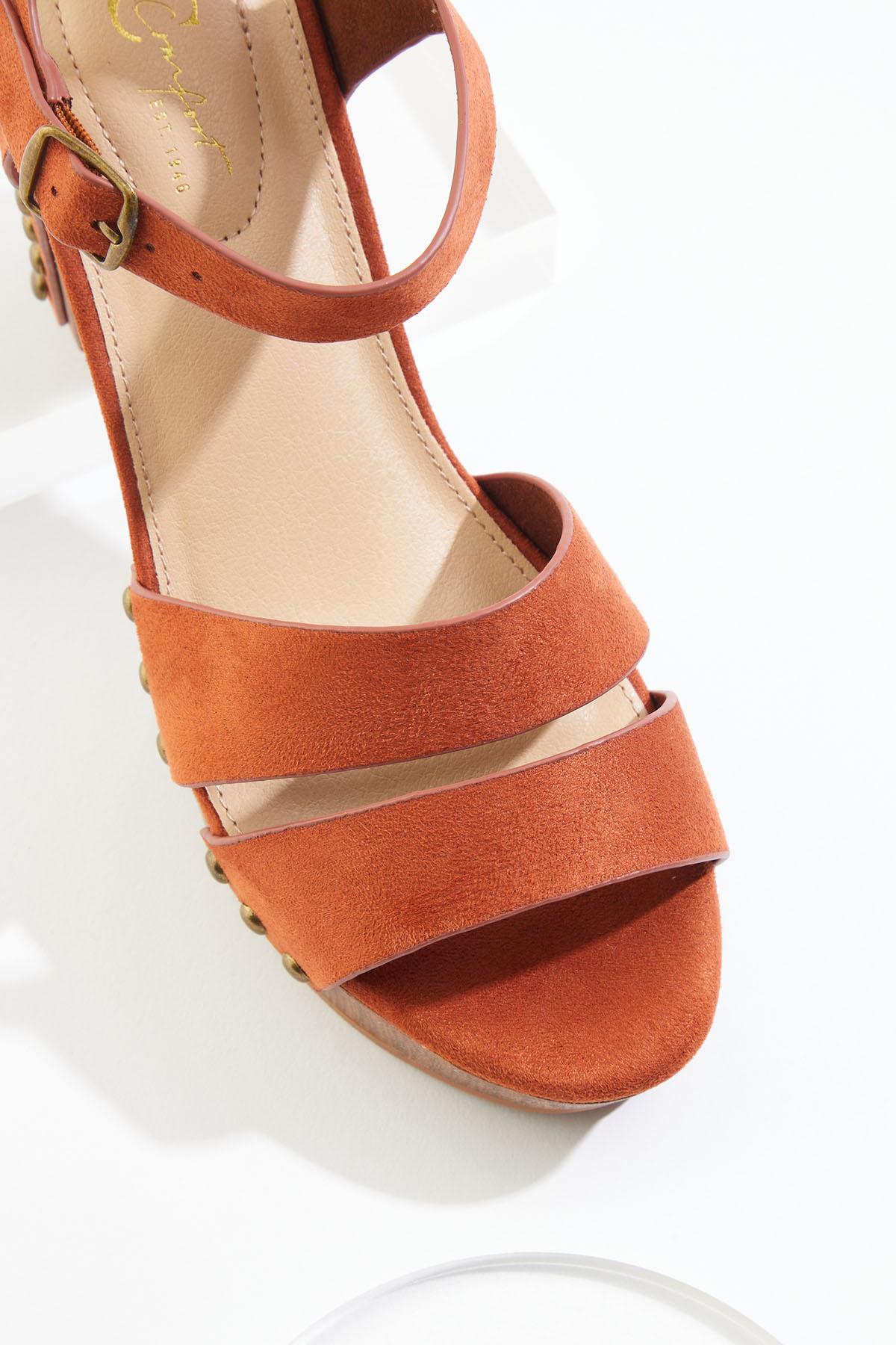 Cato Fashions | Cato Stud Wood Bottom Platform Heels