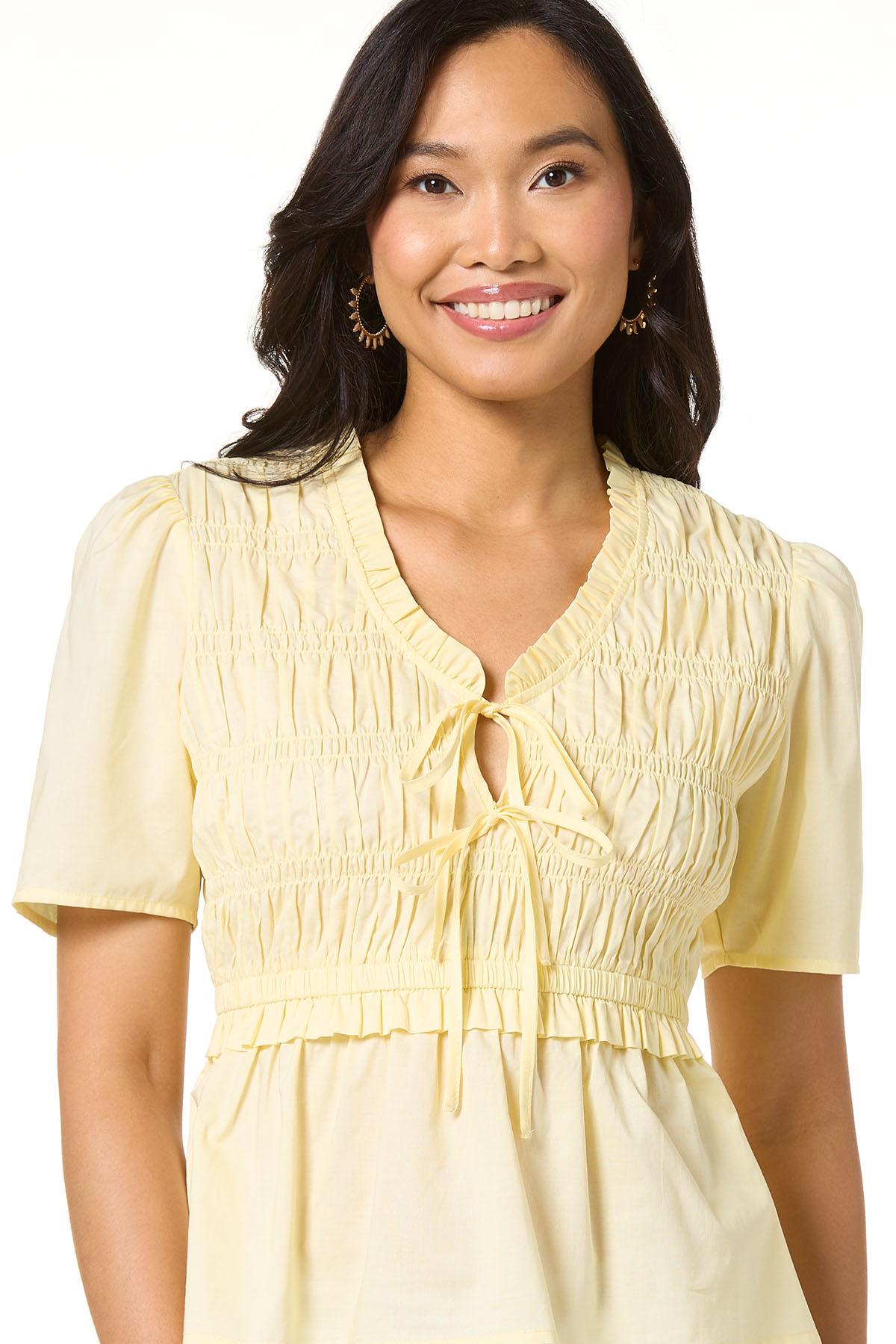Cato Fashions | Cato Smocked Tie Front Top