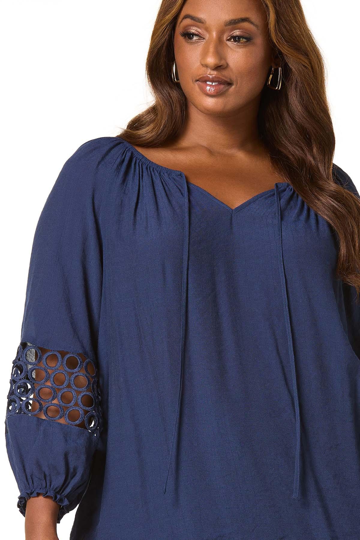 Cato Fashions | Cato Plus Size Solid Lace Sleeve Poet Top
