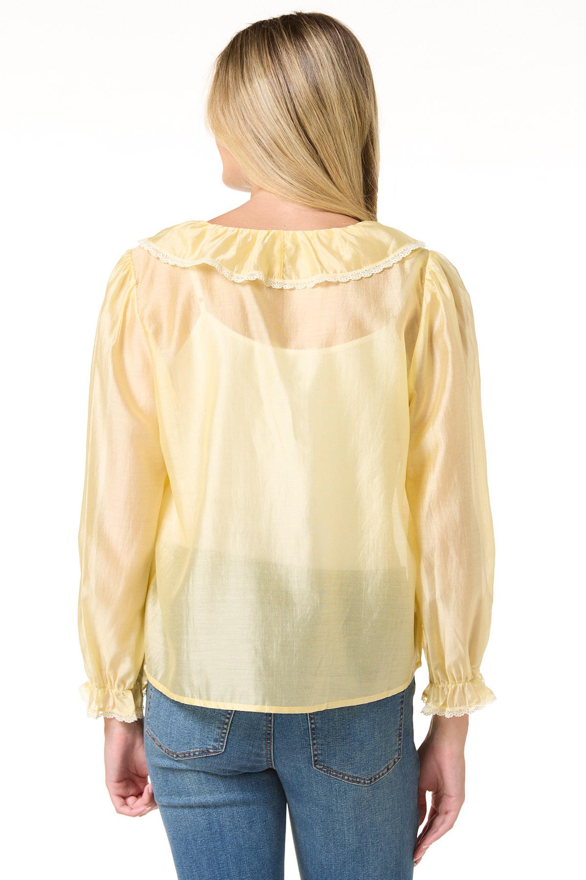 Cato Fashions | Cato Yellow Ruffled Lace Trim Top