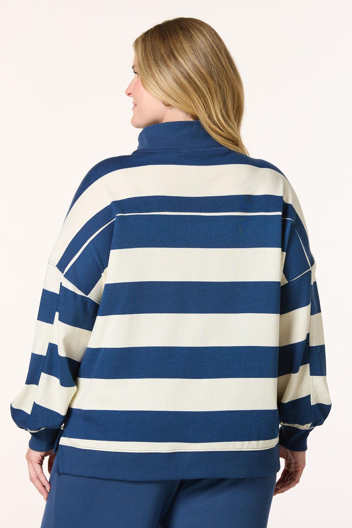 Cato Fashions | Cato Plus Size Stripe Zip Front Rugby