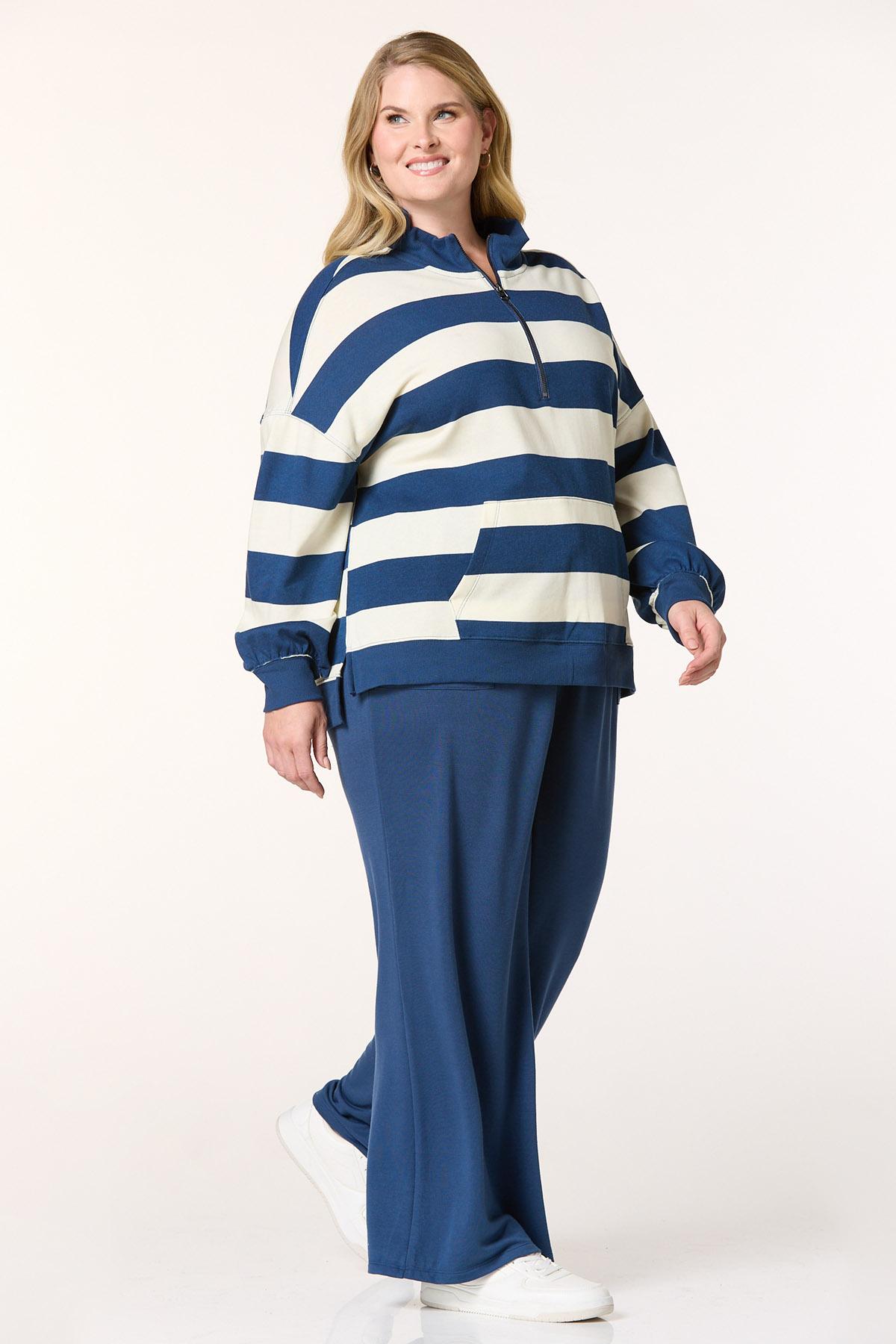 Cato Fashions | Cato Plus Size Stripe Zip Front Rugby