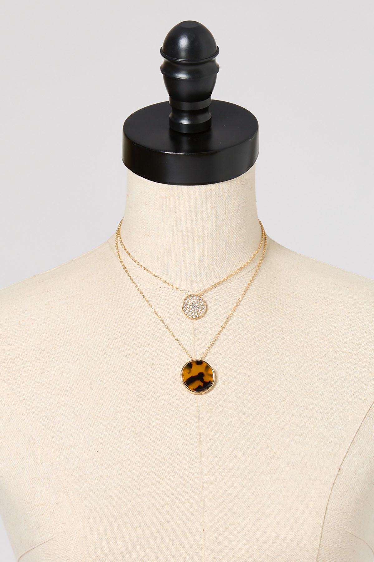 Cato Fashions | Cato Layered Leopard Lucite Pendant Necklace Set