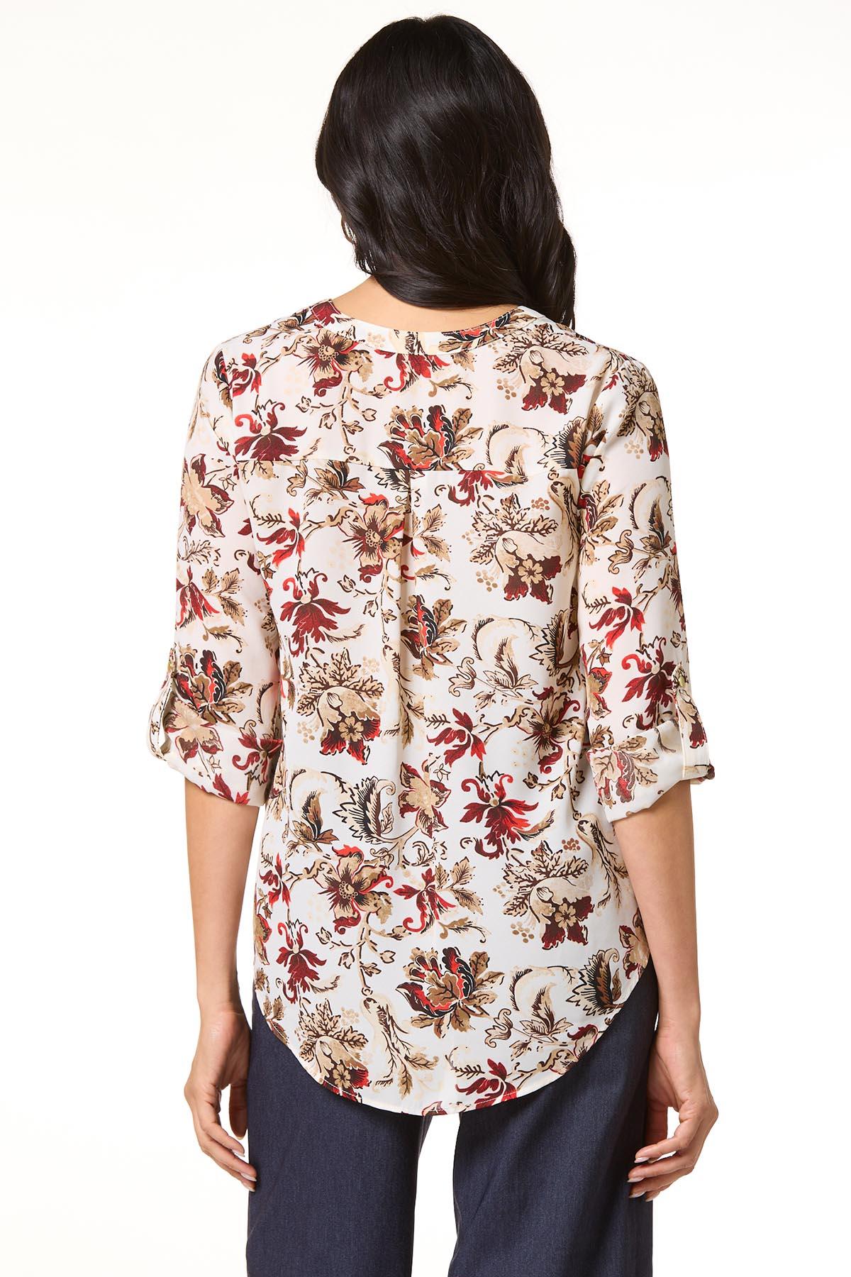Cato Fashions | Cato Ivory Floral Zip Front Top