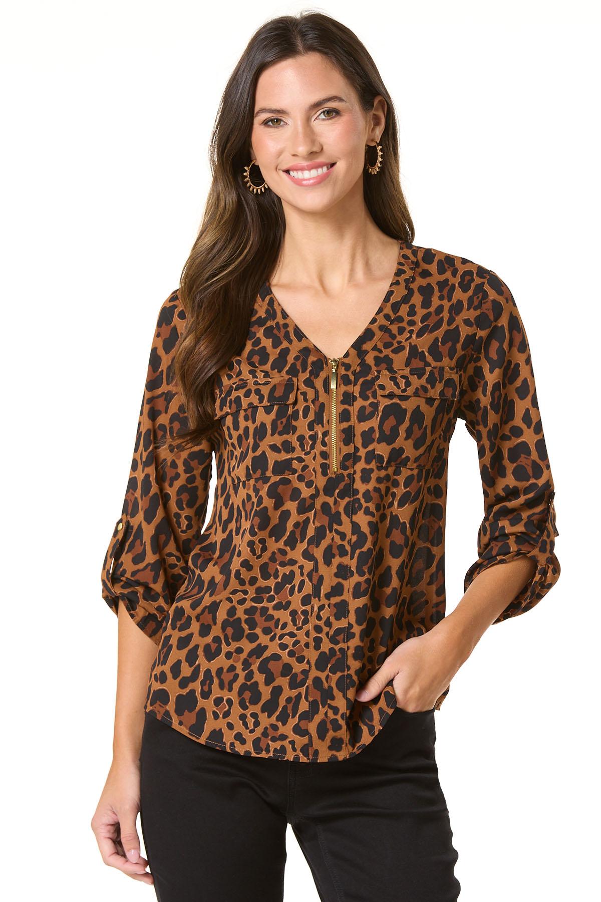 Cato Fashions | Cato Animal Zip Front Top