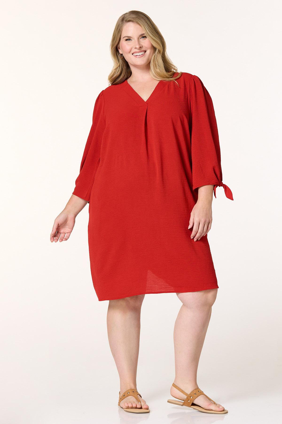 Plus Size Flowy Tie Sleeve Dress