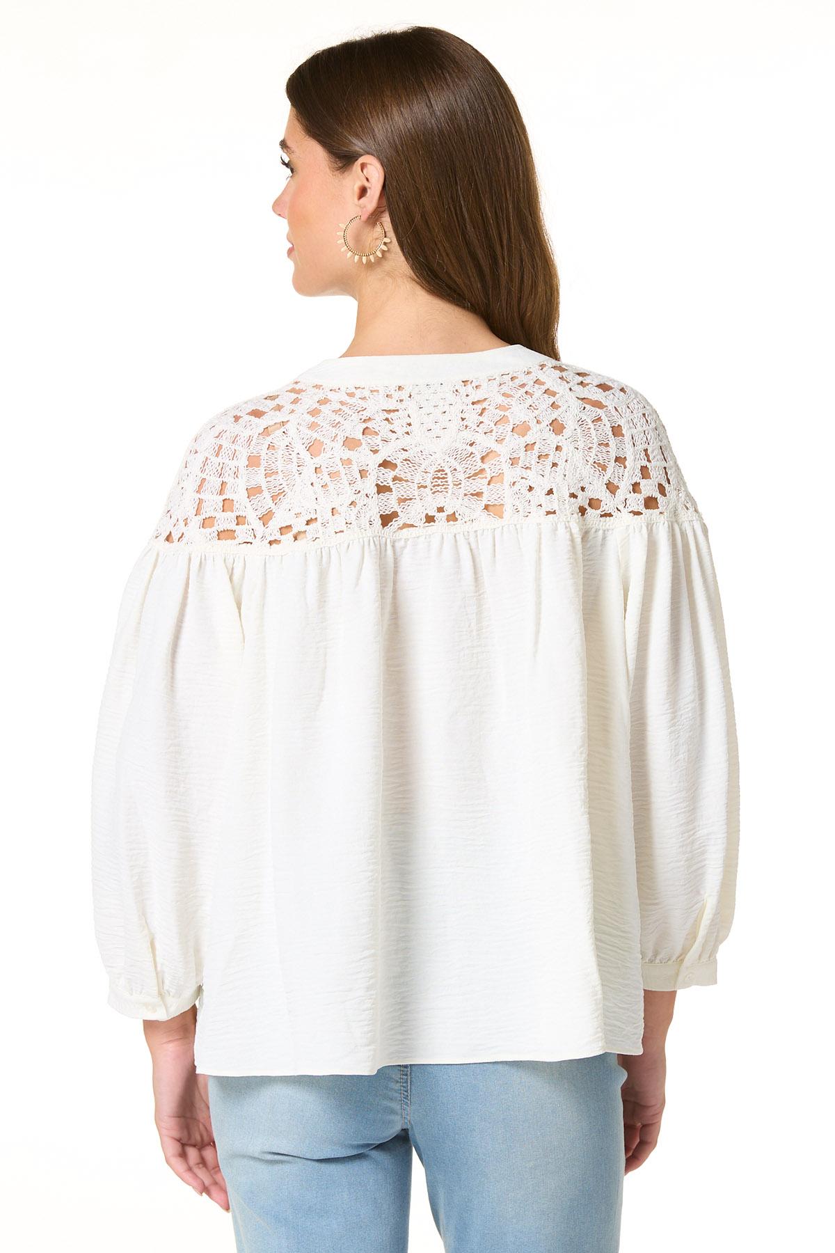Cato Fashions | Cato White Crochet Yoke Top