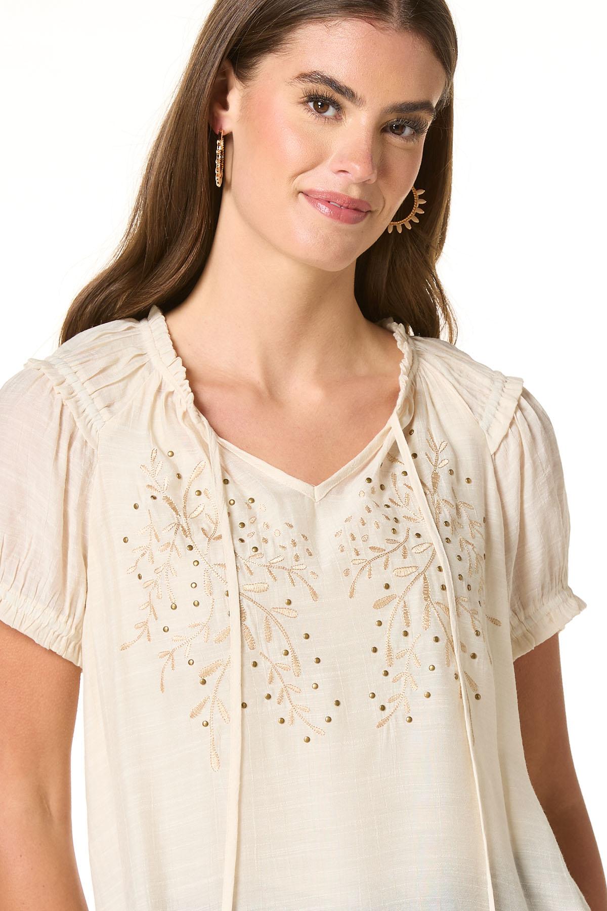 Cato Fashions | Cato Embroidered Puff Sleeve Top