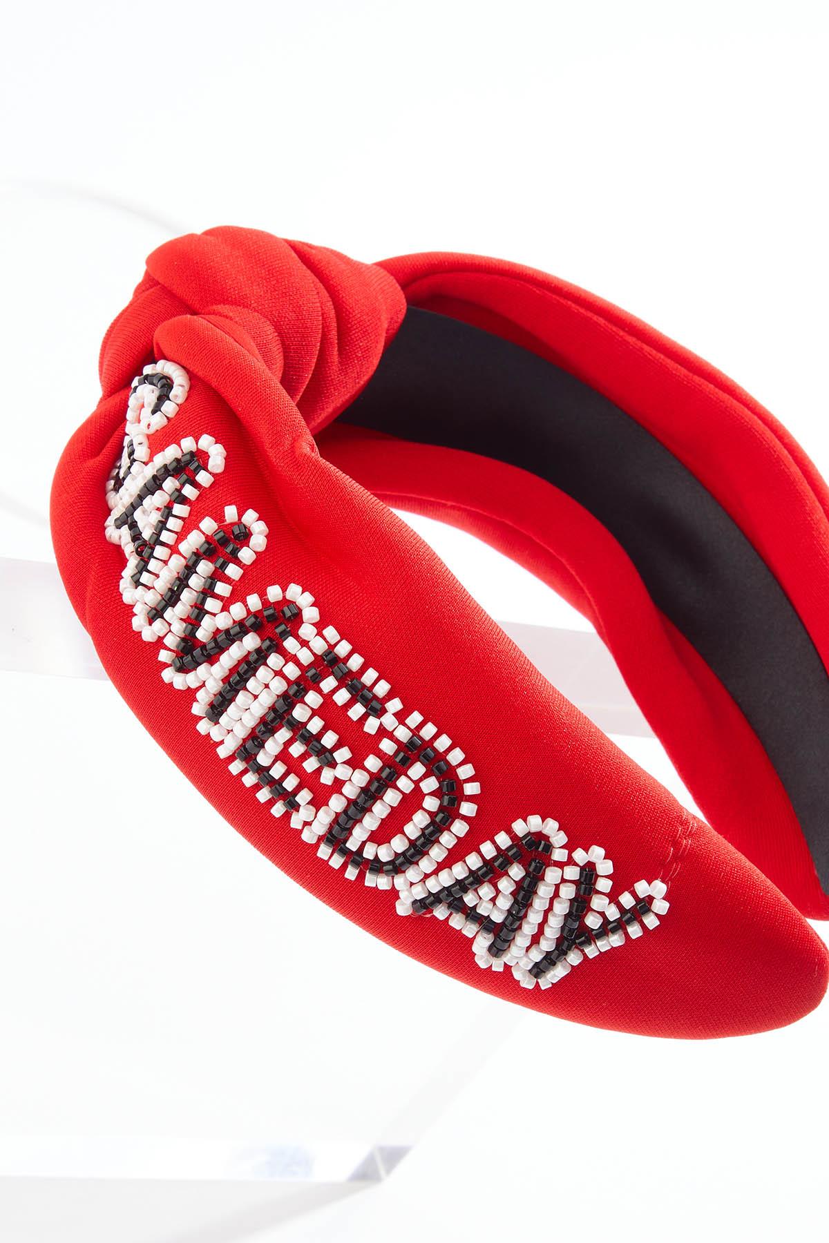 6619 Game Day Striped Beaded Headband – Handcrafted Statement Hair Game Day Black & Gold Hair Tie Bracelet – K main image 2