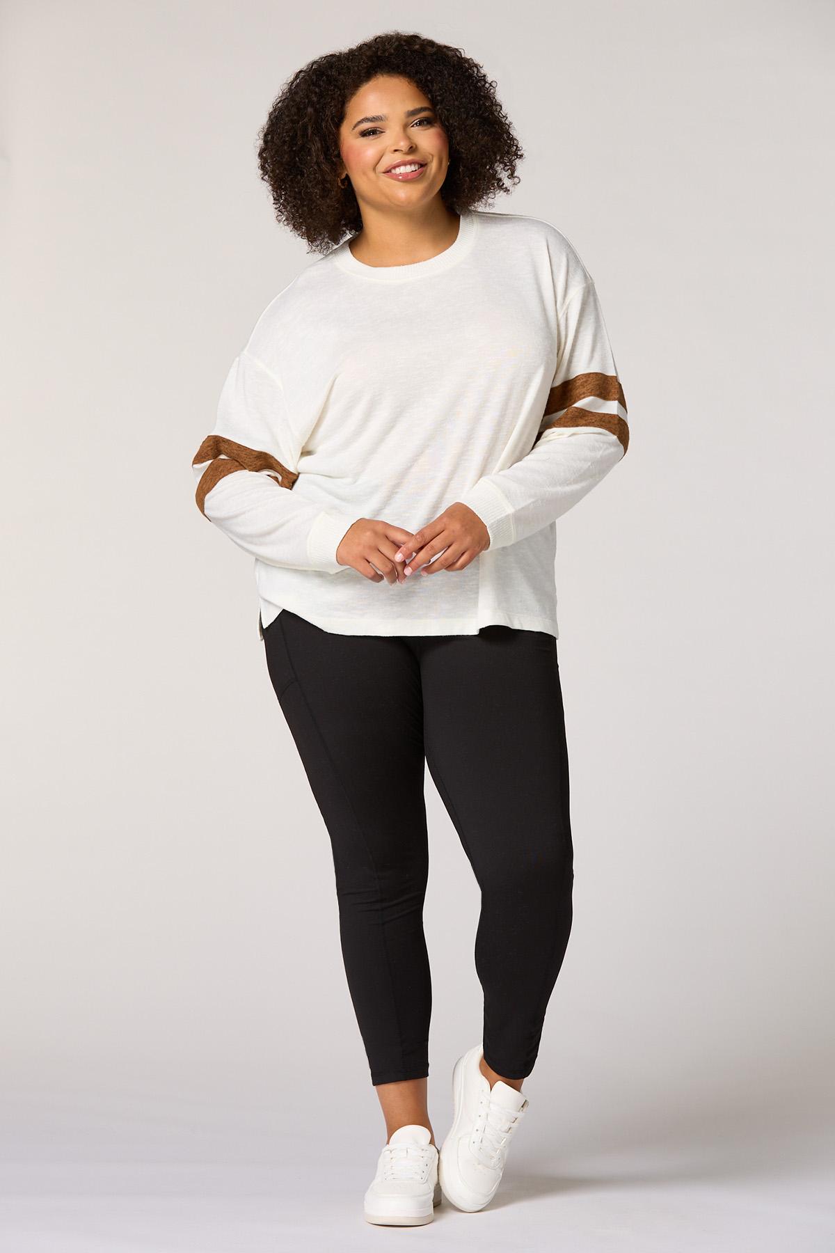 Cato Fashions | Cato Plus Size Hacci Knit Stripe Sleeve Top